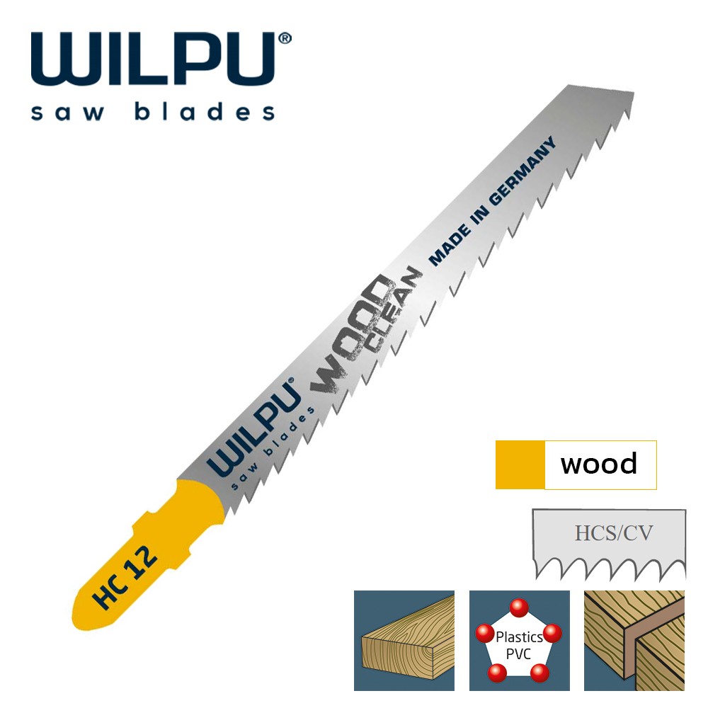 ใบเลื่อยจิ๊กซอตัดไม้ WILPU HC 12 Clean cut 3-30 mm ชุด 2 ใบ