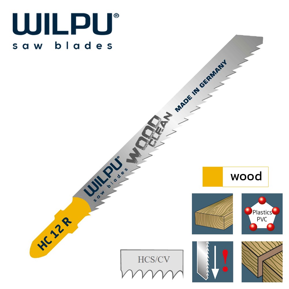 ใบเลื่อยจิ๊กซอตัดไม้ WILPU HC 12 R Clean and splinterfree surface cut 3-30 mm ชุด 2 ใบ