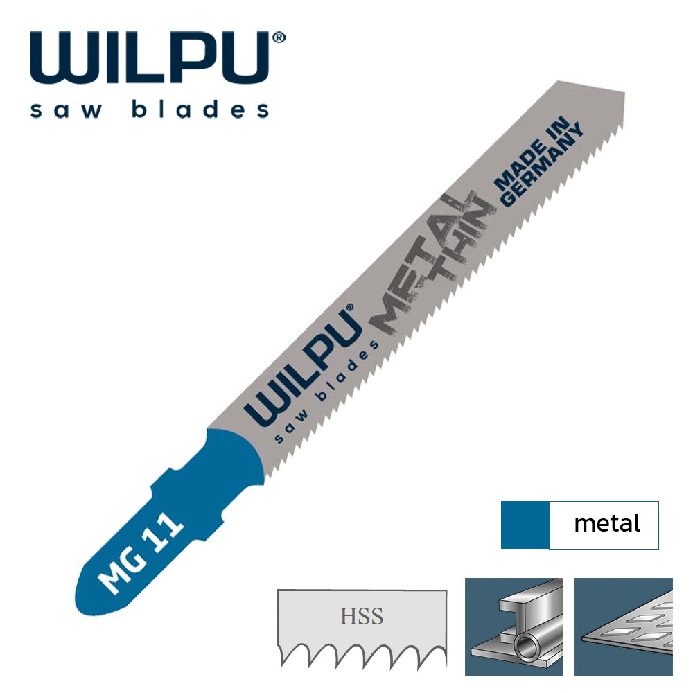 ใบเลื่อยจิ๊กซอตัดเหล็ก WILPU MG 11 Thin metal sheets 1.2-3 mm ชุด 2 ใบ