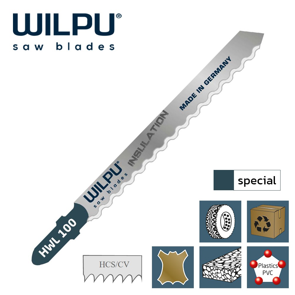 ใบเลื่อยจิ๊กซอตัดวัสดุนุ่ม WILPU HWL 100 1-50 mm ชุด 2 ใบ