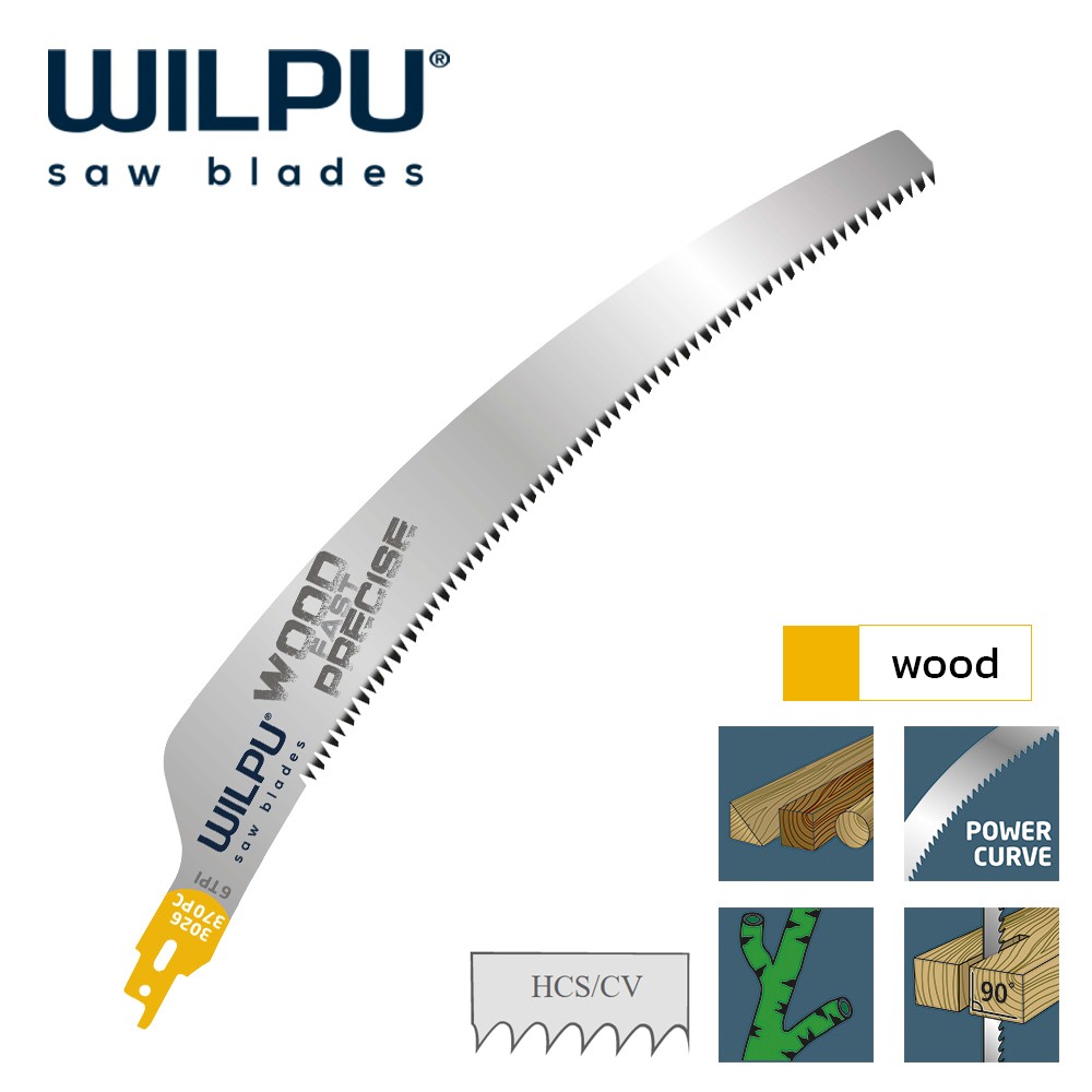 ใบเลื่อยชัก ตัดกิ่งไม้ WILPU 3026/370 PC Reciprocating Saw Blade Wood, Plastic