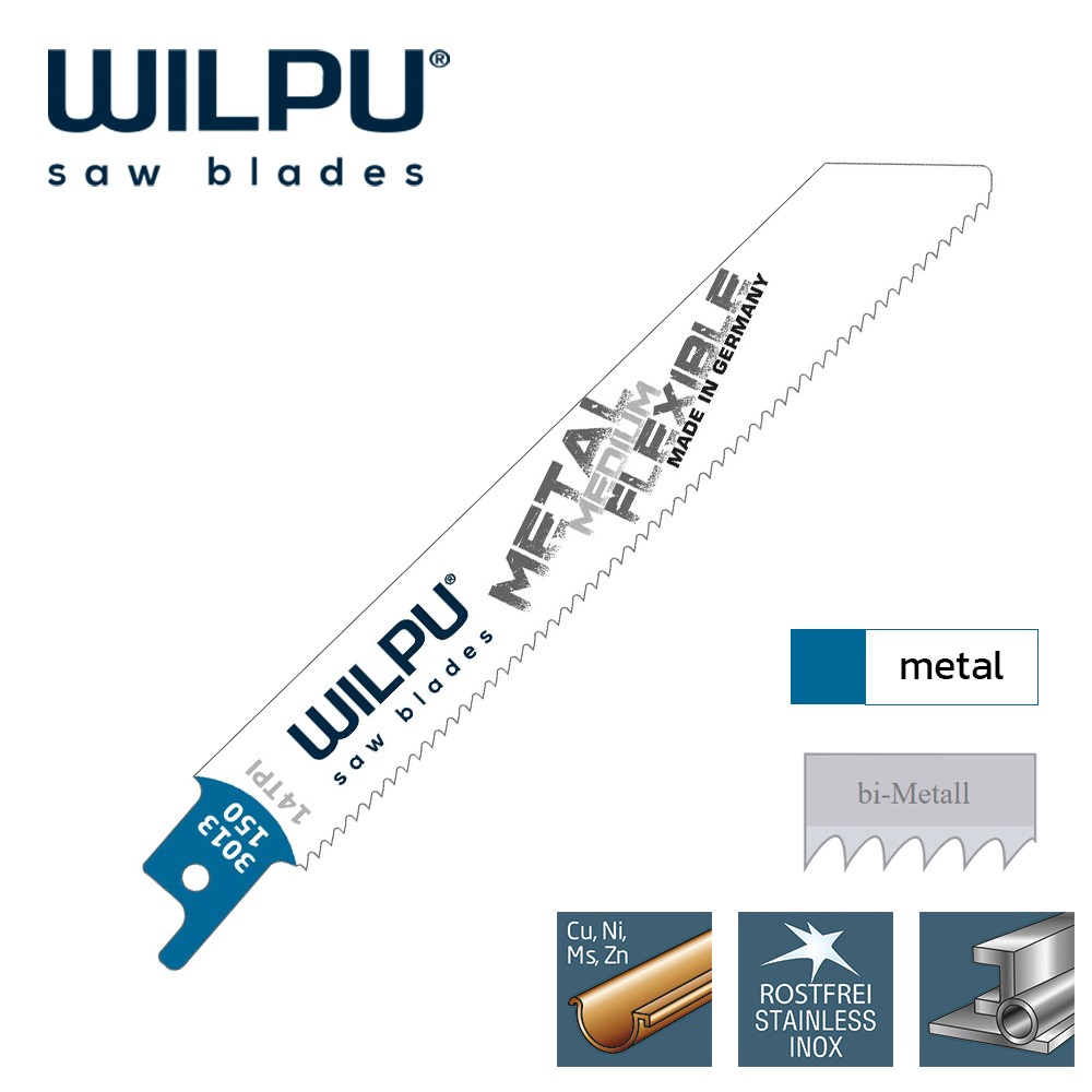 ใบเลื่อยชักตัดเหล็ก WILPU 3013/150 Reciprocating Saw Blade Metal ชุด 2 ใบ