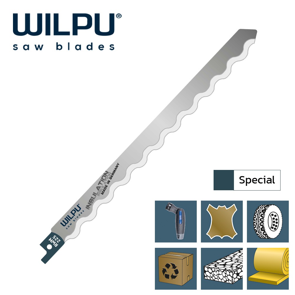 ใบเลื่อยชักตัดวัสดุนุ่ม WILPU RWM 225 Reciprocating Saw Blades Special Applications ชุด 2 ใบ