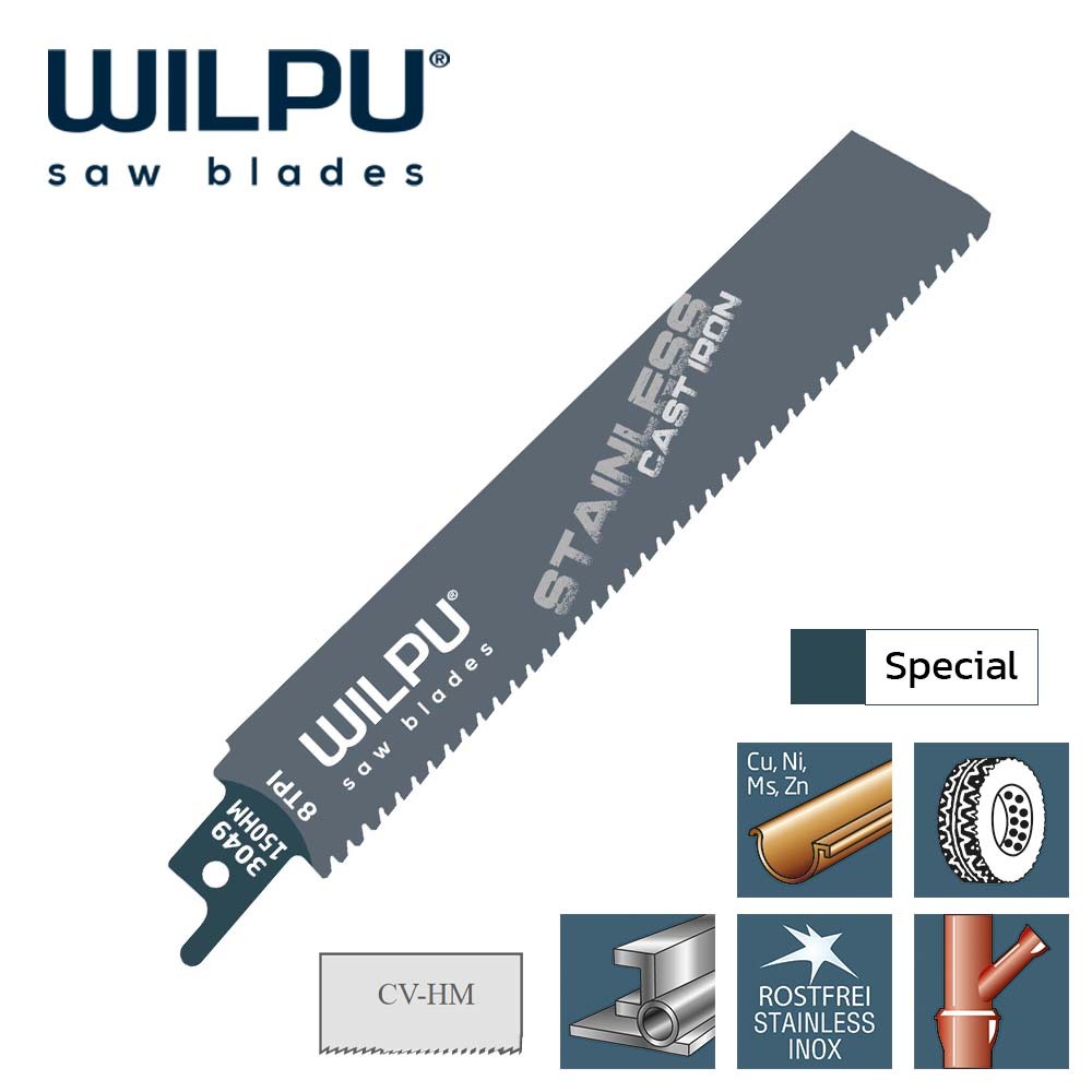 ใบเลื่อยชักตัดเหล็ก WILPU 3049/150 HM Reciprocating Saw Blade Metal