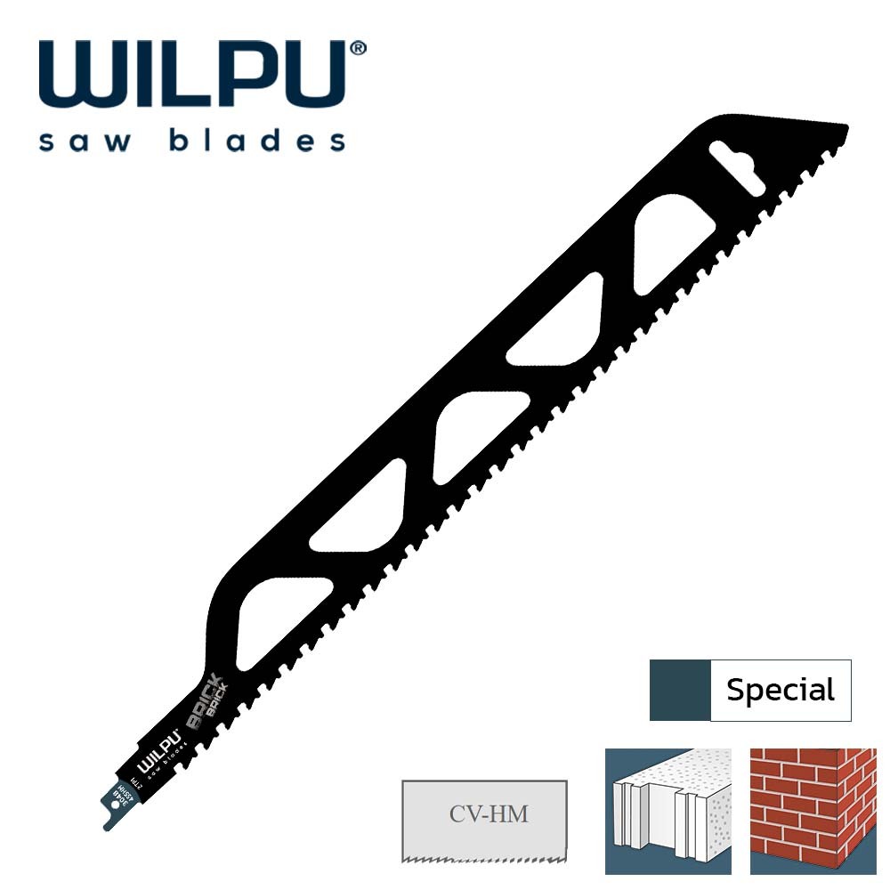 ใบเลื่อยชักตัดอิฐ WILPU RWM 3048/455 HM Reciprocating Saw Blades Special Applications