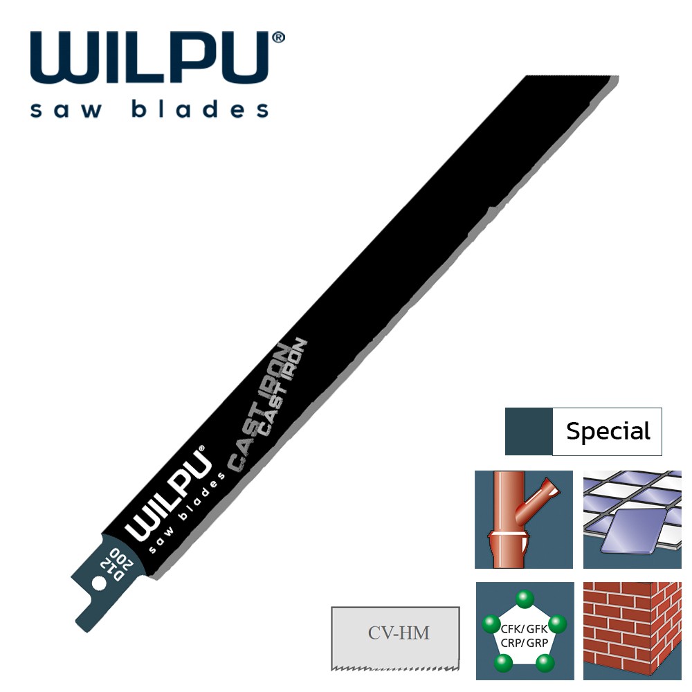 ใบเลื่อยชักตัดกระเบื้อง WILPU D12/200 Reciprocating Saw Blades Special Applications
