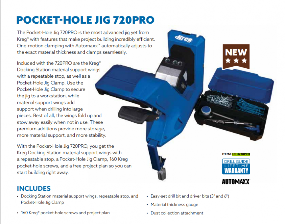 จิ๊กเจาะเอียง KREG KPHJ720PRO-INT Pocket-Hole Jig 720 Pro