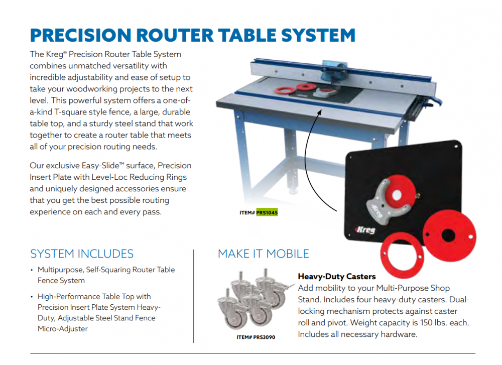 โต๊ะเราเตอร์ KREG PRS1045 Precision Router Table System ไม่รวมเครื่อง