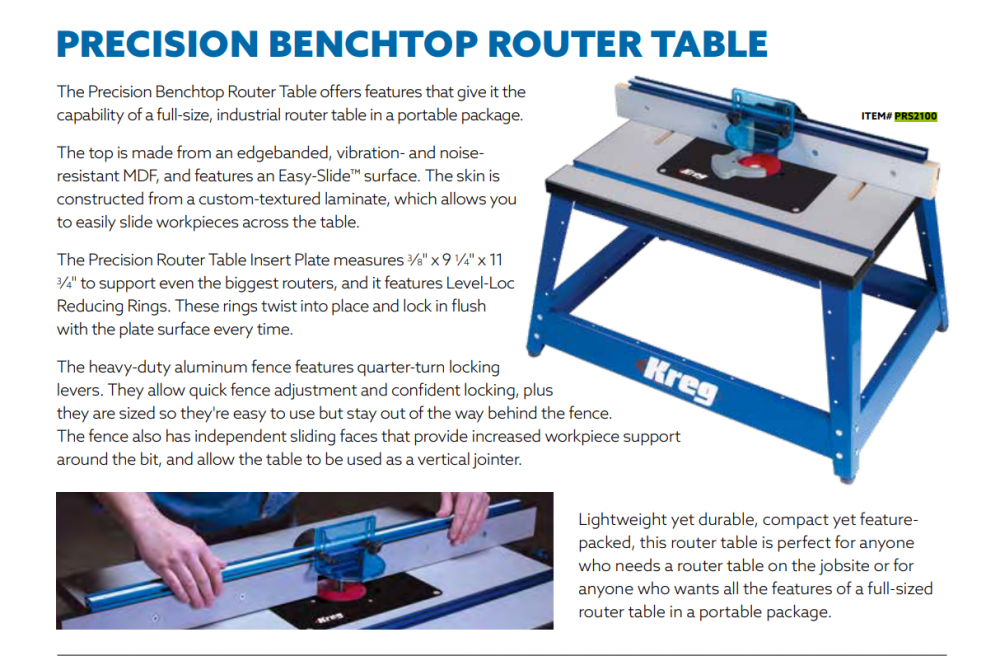 โต๊ะเราเตอร์ KREG® PRS2100 Precision Benchtop Router Table ไม่รวมเครื่อง