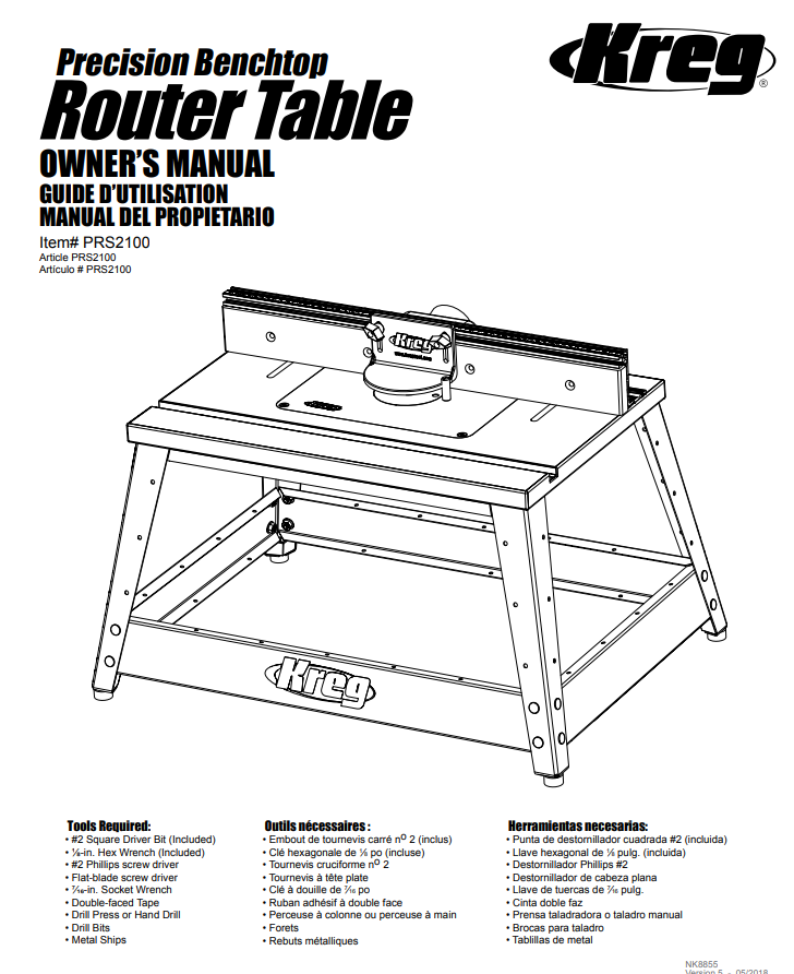 โต๊ะเราเตอร์ KREG® PRS2100 Precision Benchtop Router Table ไม่รวมเครื่อง