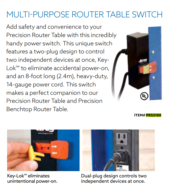 สวิทช์ โต๊ะเราเตอร์ KREG Multi-Purpose Router Table Switch