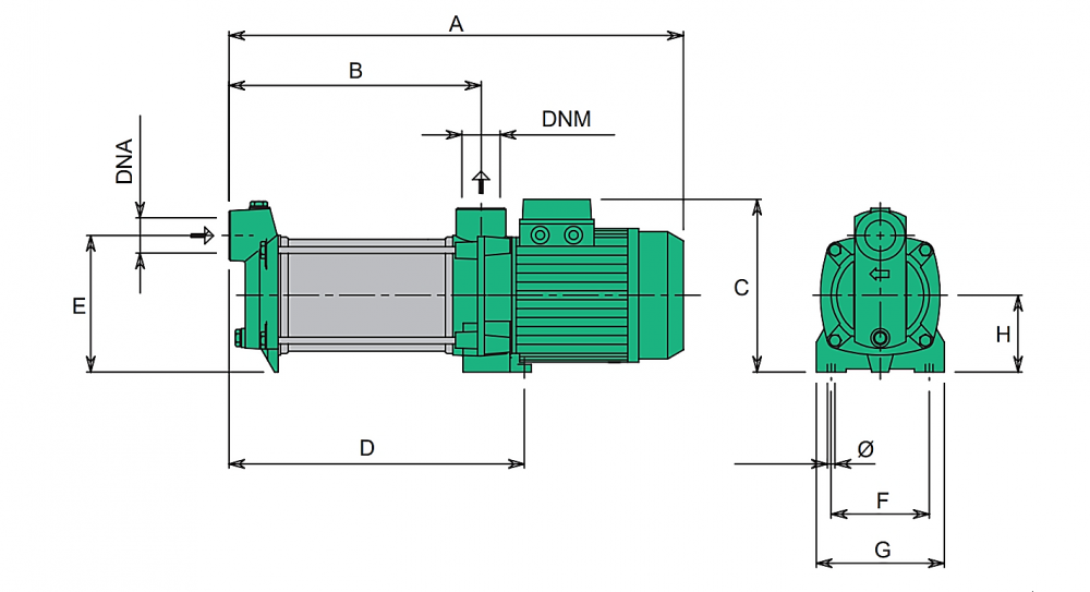 SEALAND MK300 M Centrifugal water pump, multi-impeller 1.1/4 x 1.1/4 inches, pressure 3HP 2.2kW 220volts
