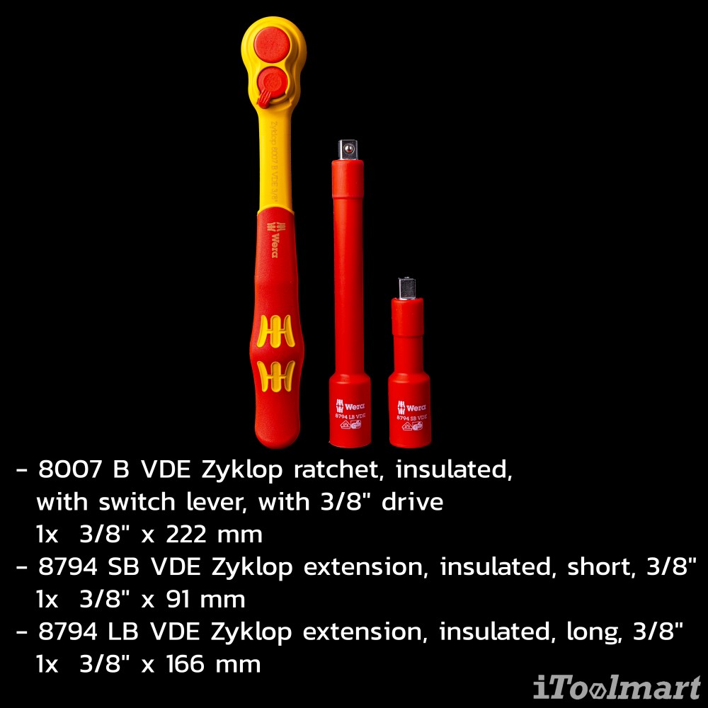 ประแจปอนด์ Wera Zyklop Ratchet 8100 SB VDE 1 ขนาด 3/8 05004970001 ชุด 17 ชิ้น