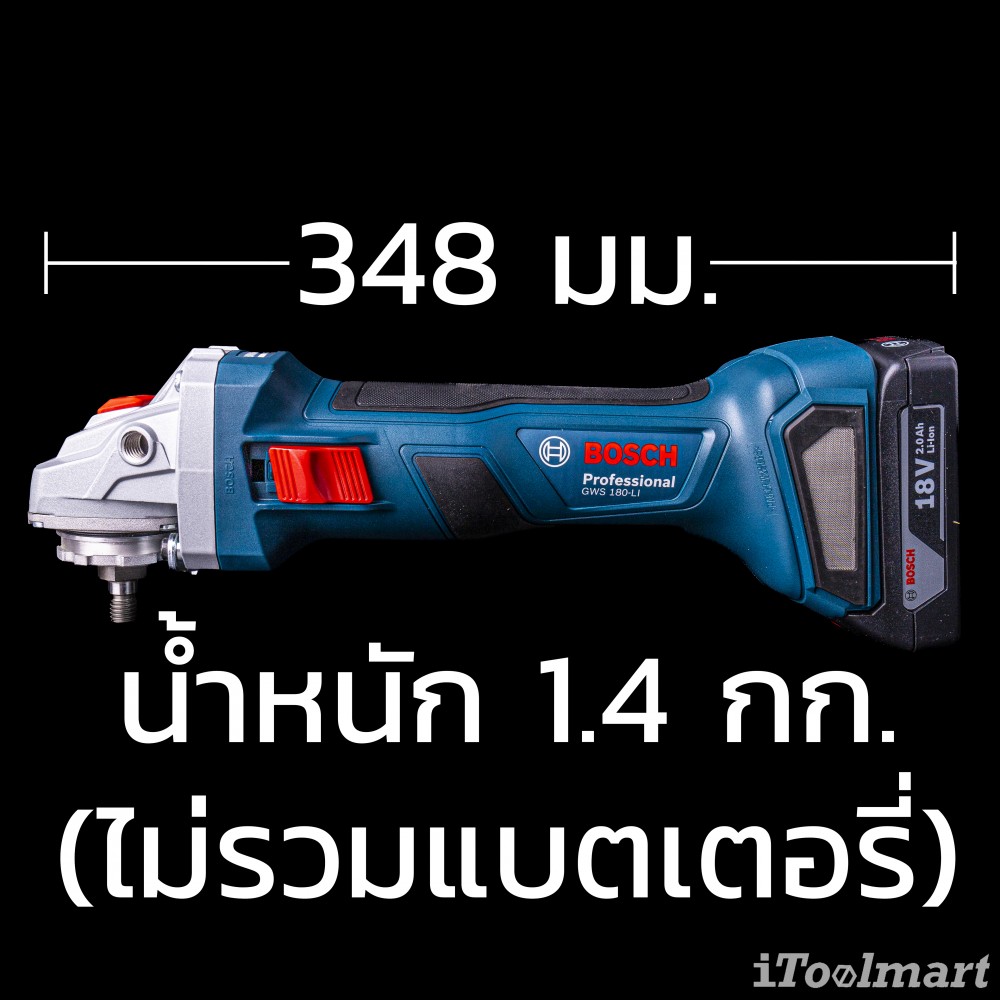 ชุดสุดคุ้ม สว่านกระแทกไร้สาย BOSCH GSB 185-LI + เครื่องเจียรไร้สาย BOSCH GWS 180 LI (พร้อมแท่นชาร์จและเเบตเตอรี่)