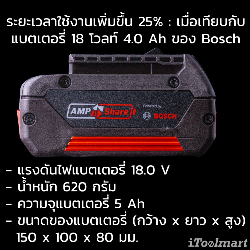 แบตเตอรี่ BOSCH GBA 18V 5.0 Ah M-C