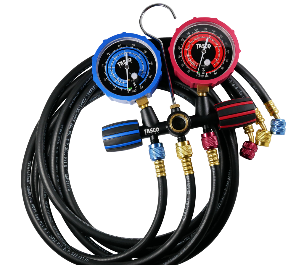 ชุดเกจวัดน้ำยาแอร์ TASCO BLACK TB120SM ii สำหรับน้ำยา R21, R22, R134A, R404A