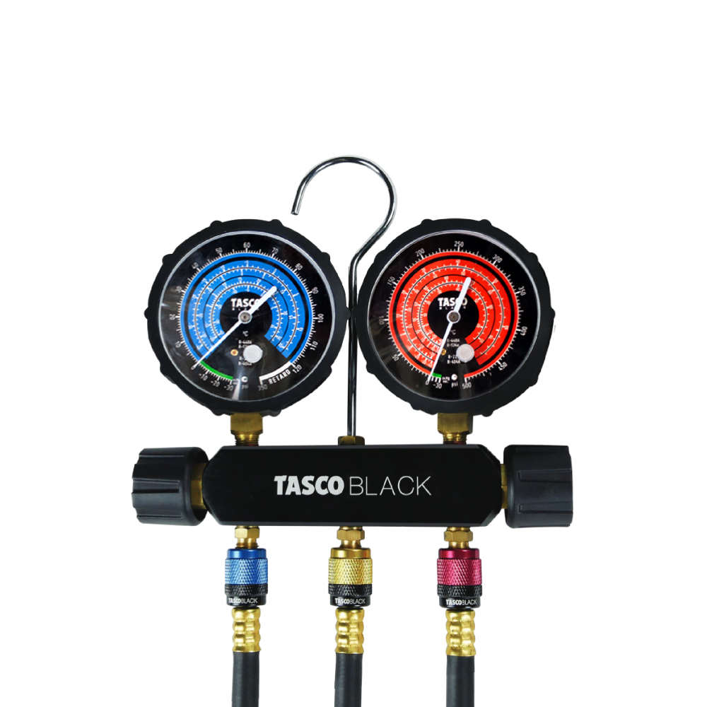 ชุดเกจวัดน้ำยาแอร์ TASCO BLACK TB140RS พร้อมสายระบบ Leak Lock สำหรับน้ำยา R32, R410a