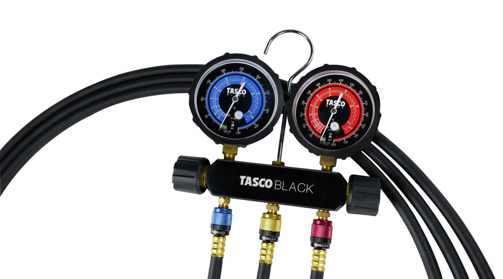 ชุดเกจวัดน้ำยาแอร์ TASCO BLACK TB140RS พร้อมสายระบบ Leak Lock สำหรับน้ำยา R32, R410a