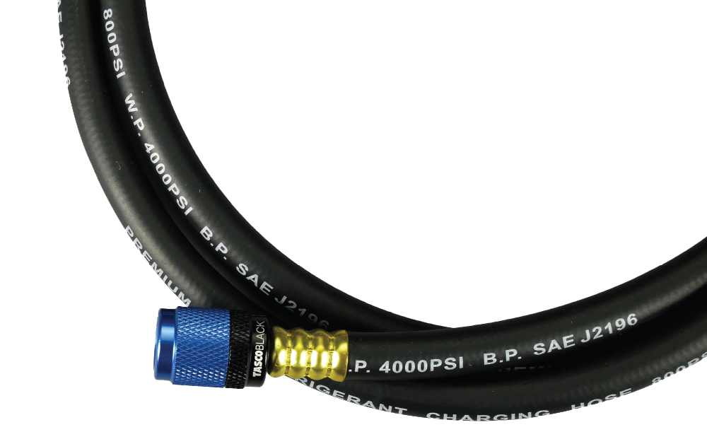 สายชาร์จน้ำยาแอร์ TASCO BLACK TBC140MR พร้อมวาล์วควบคุม สำหรับน้ำยา R32, R410A