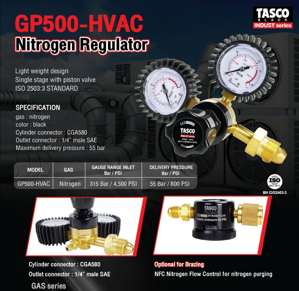 เกจไนโตรเจน TASCO BLACK GP500-HVAC Nitrogen Regulator