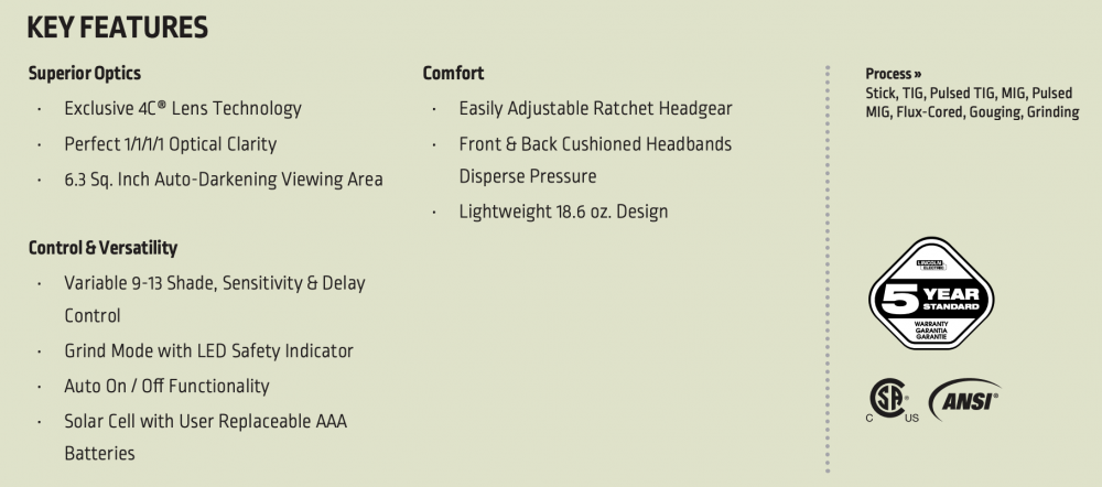 หน้ากากเชื่อม อัตโนมัติ Lincoln Electric Viking™ 1740 ReCode™ Welding Helmet