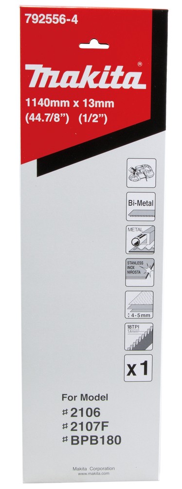 ใบเลื่อยสายพาน MAKITA 792556-4 ยาว 1140 มม. กว้าง 13 มม. 18 ฟัน