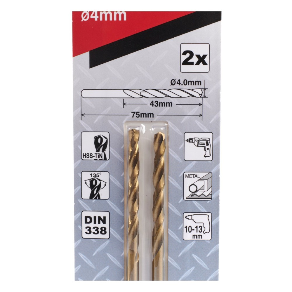 ดอกเจาะเหล็ก HSS-TiN MAKITA D-64060 ขนาด 4.0 x 75 mm. (2ดอก/ชุด)