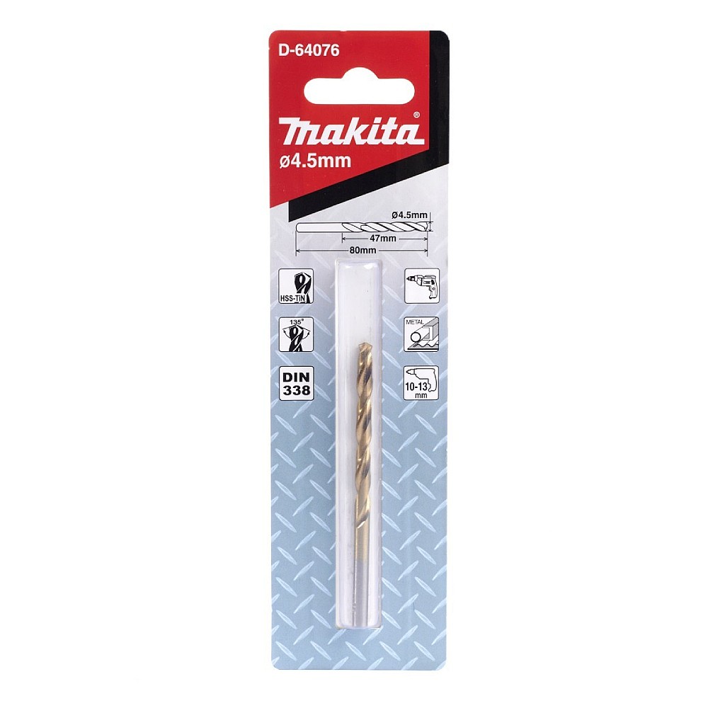 ดอกเจาะเหล็ก HSS-TiN MAKITA D-64076 ขนาด 4.5 x 80 mm.