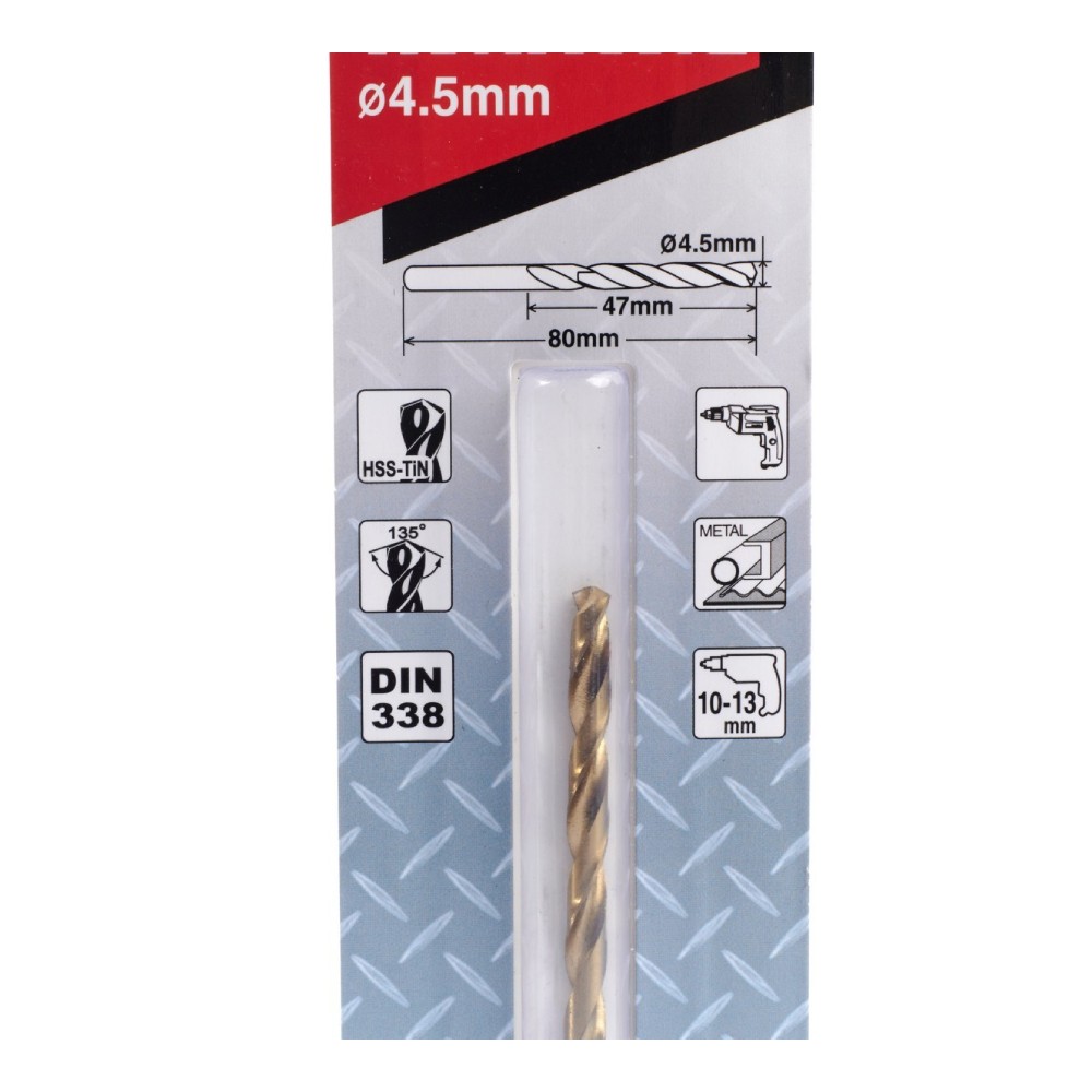 ดอกเจาะเหล็ก HSS-TiN MAKITA D-64076 ขนาด 4.5 x 80 mm.