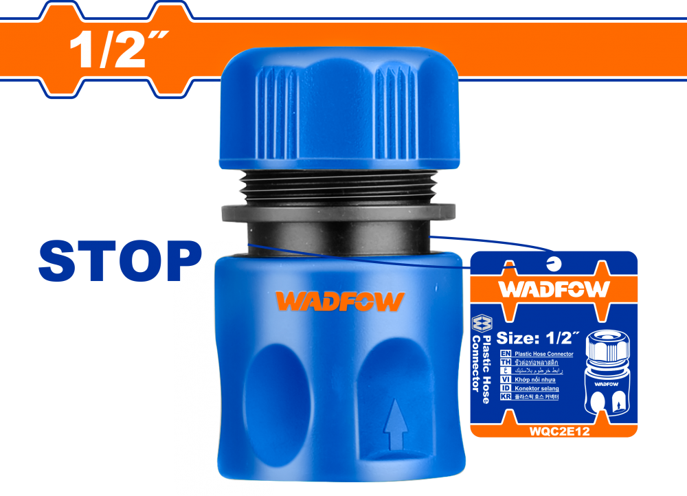 ข้อต่อสวมเร็ว  มีระบบหยุดน้ำ  WADFOW WQC2E12 ขนาด 1 2 นิ้ว  มีระบบหยุดน้ำ 