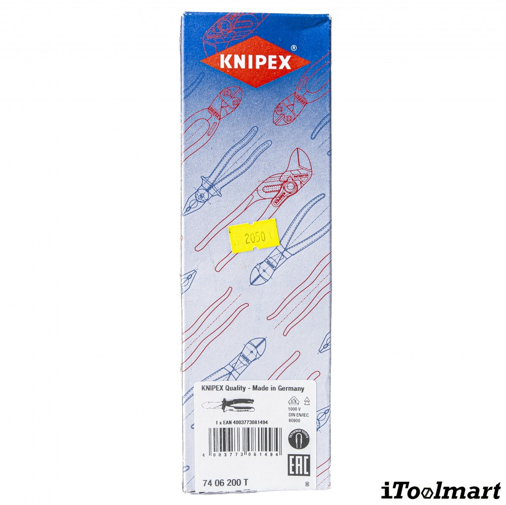 คีมตัดปากทแยง Knipex 74 06 200 T ด้ามจับหุ้มฉนวน VDE ความยาว 200 มม 