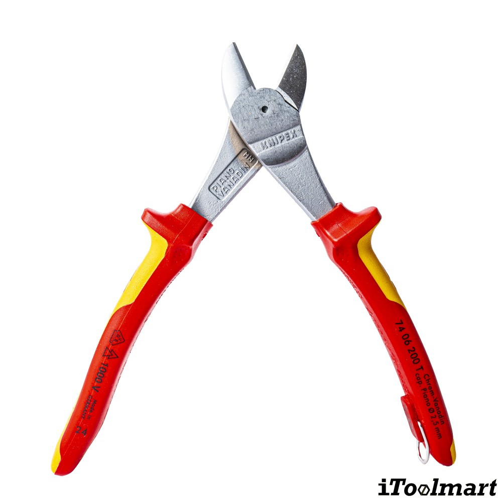 คีมตัดปากทแยง Knipex 74 06 200 T ด้ามจับหุ้มฉนวน VDE ความยาว 200 มม 