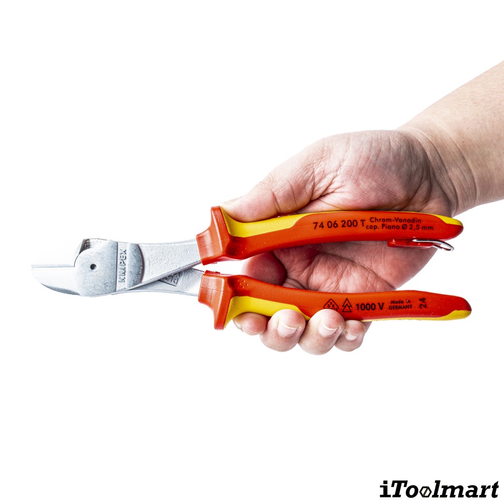คีมตัดปากทแยง Knipex 74 06 200 T ด้ามจับหุ้มฉนวน VDE ความยาว 200 มม 