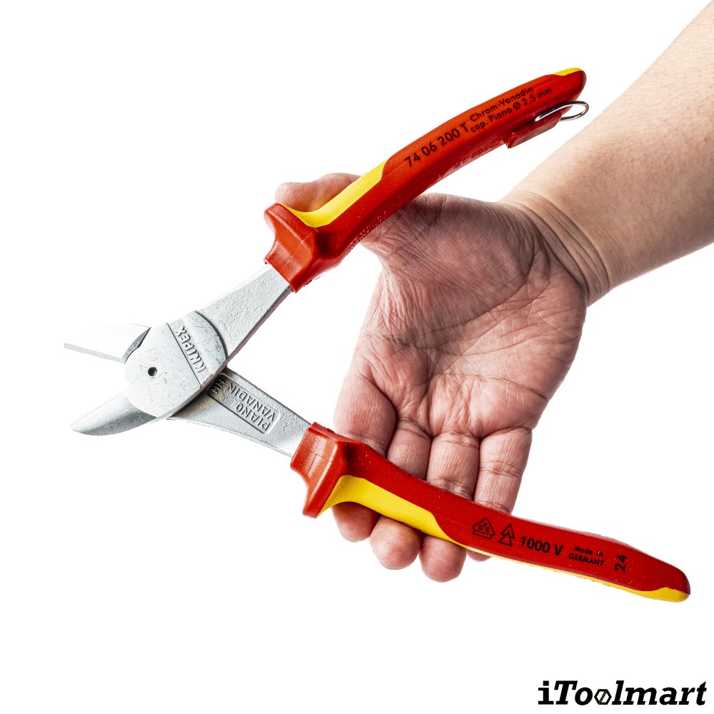 คีมตัดปากทแยง Knipex 74 06 200 T ด้ามจับหุ้มฉนวน VDE ความยาว 200 มม 