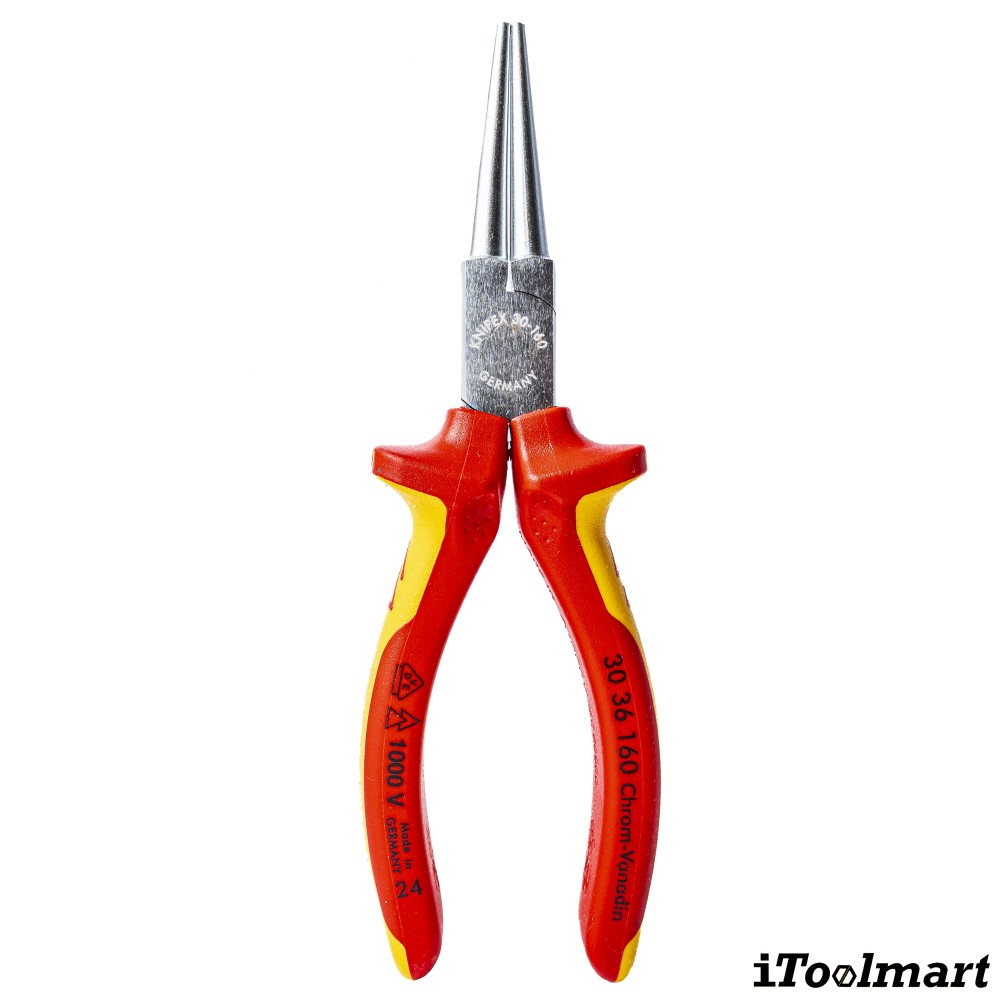 คีมปากกลม Knipex 30 36 160 ด้ามหุ้มฉนวน ด้าม VDE