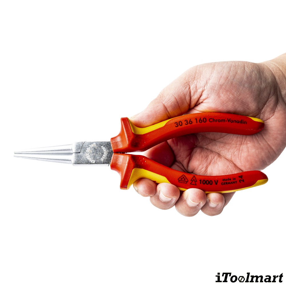 คีมปากกลม Knipex 30 36 160 ด้ามหุ้มฉนวน ด้าม VDE