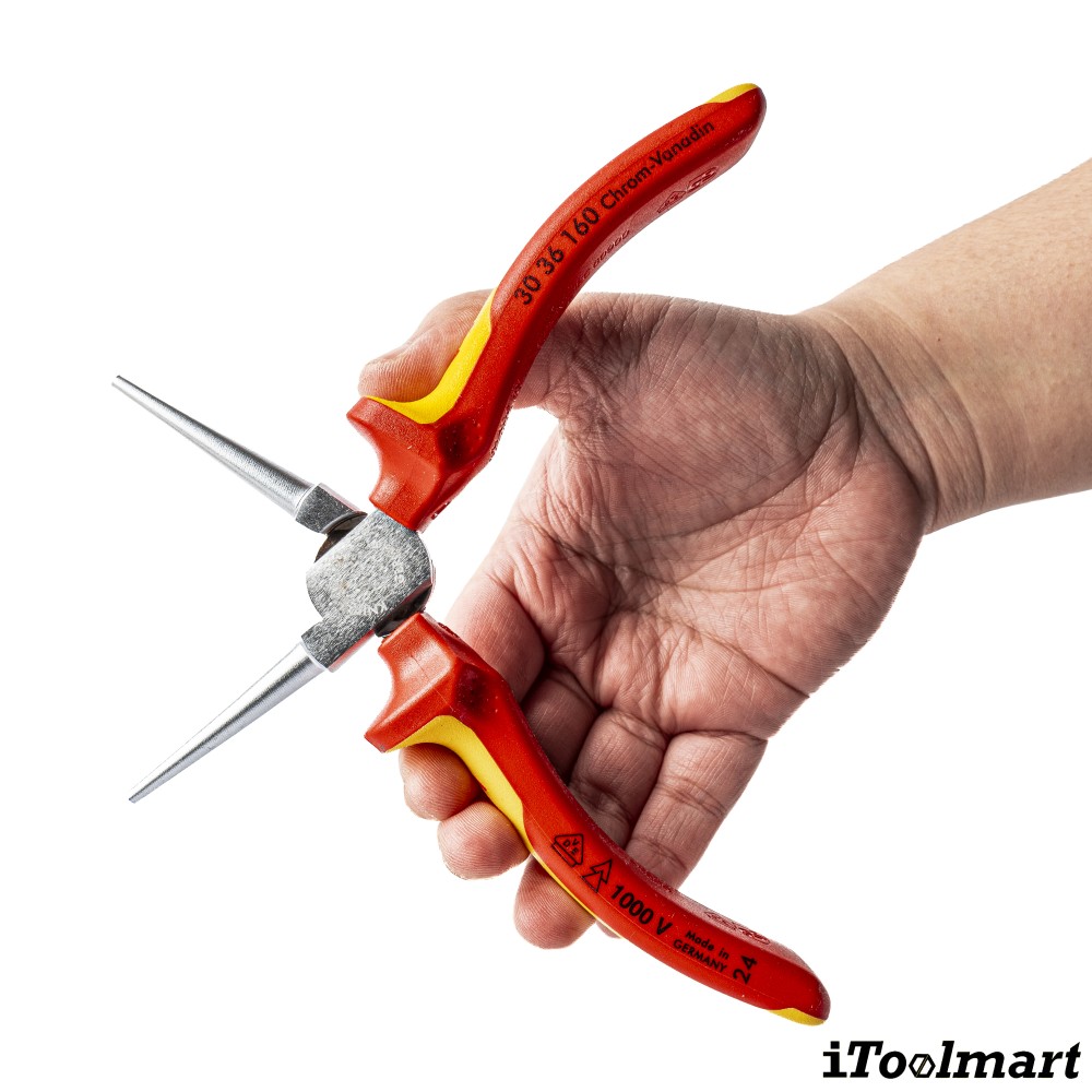 คีมปากกลม Knipex 30 36 160 ด้ามหุ้มฉนวน ด้าม VDE