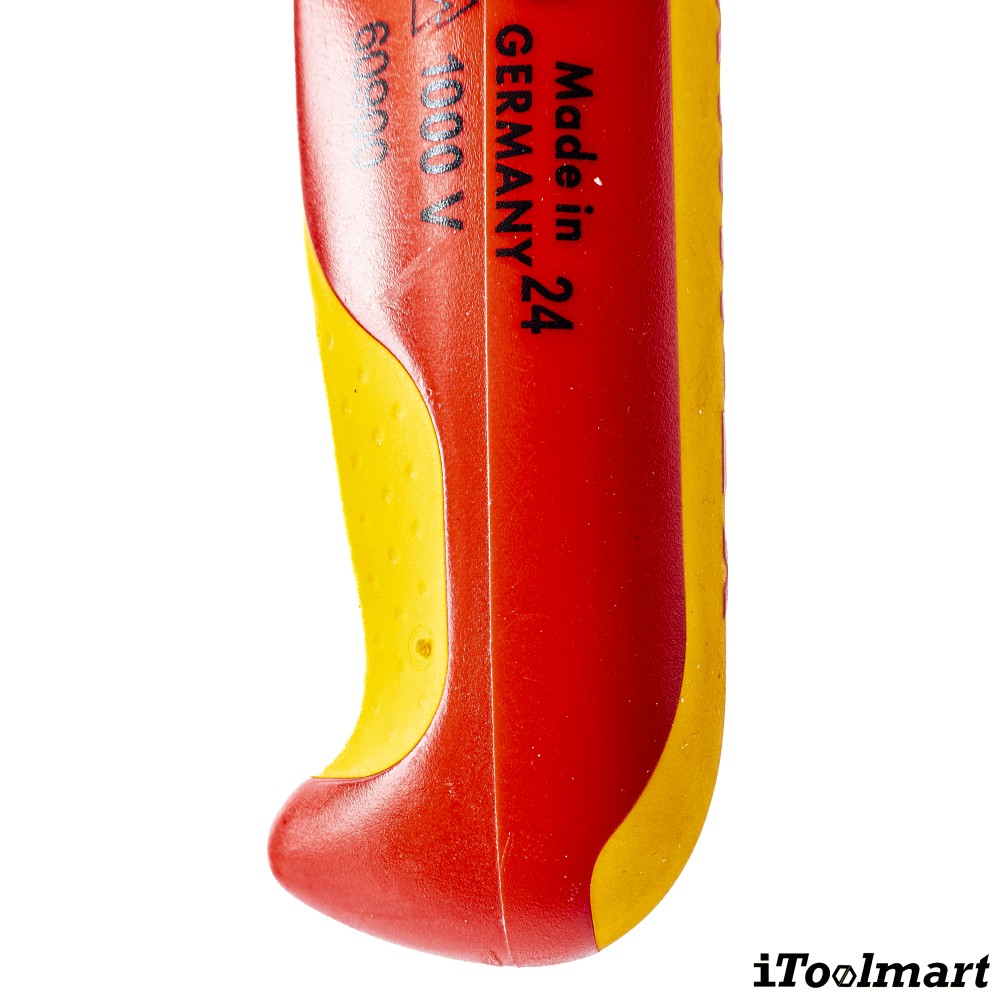 มีดปอกสายไฟ  ด้ามหุ้มฉนวนกันไฟ  KNIPEX 98 53 03  Dismantling Knife for round cables  ด้าม VDE
