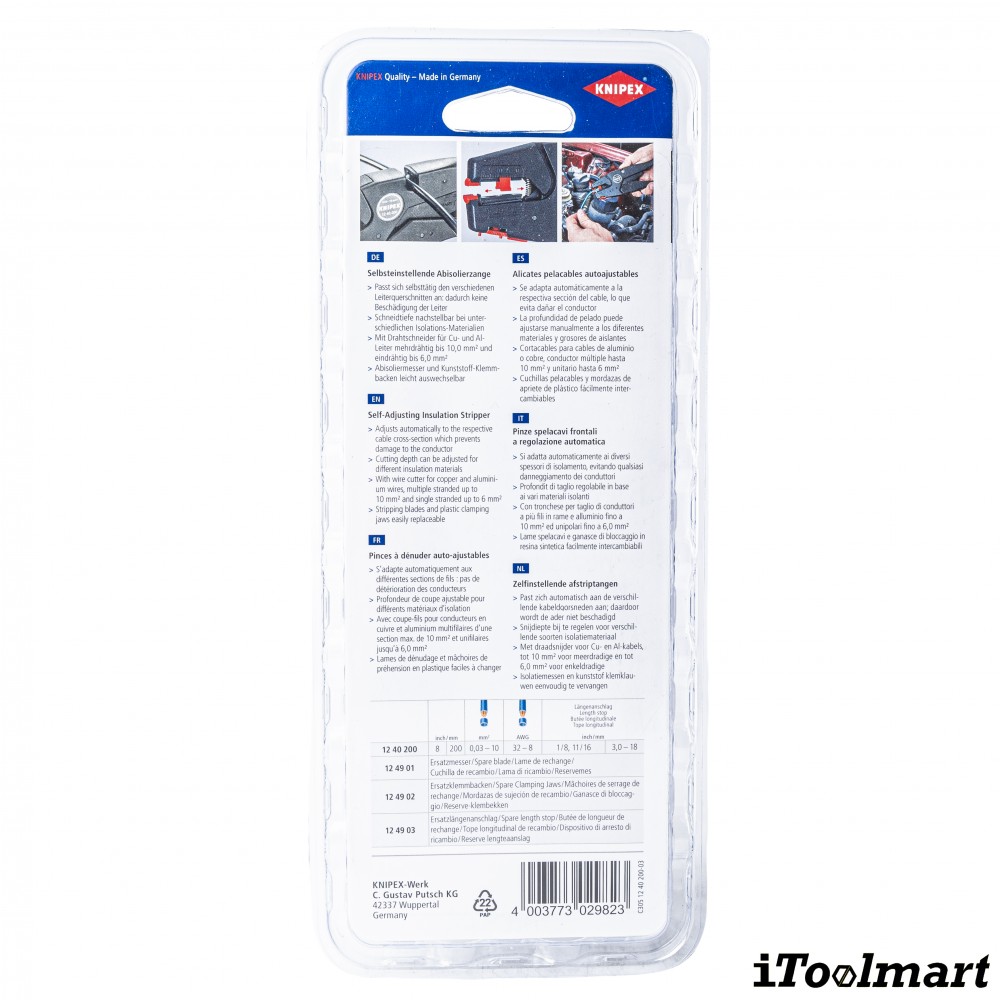 เครื่องปอกสายไฟ KNIPEX 12 40 200 SB Mini Wire Stripper
