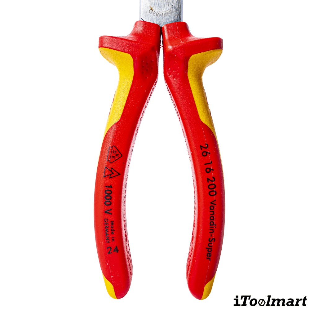 คีมปากแบนแหลม Knipex 26 16 200 ด้ามหุ้มฉนวน ด้าม VDE ความยาว 200 มม 