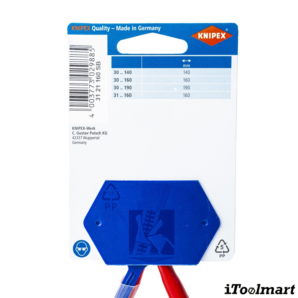 คีมปากแบนโค้ง 45 องศา Knipex 31 21 160 SB ด้ามพลาสติก