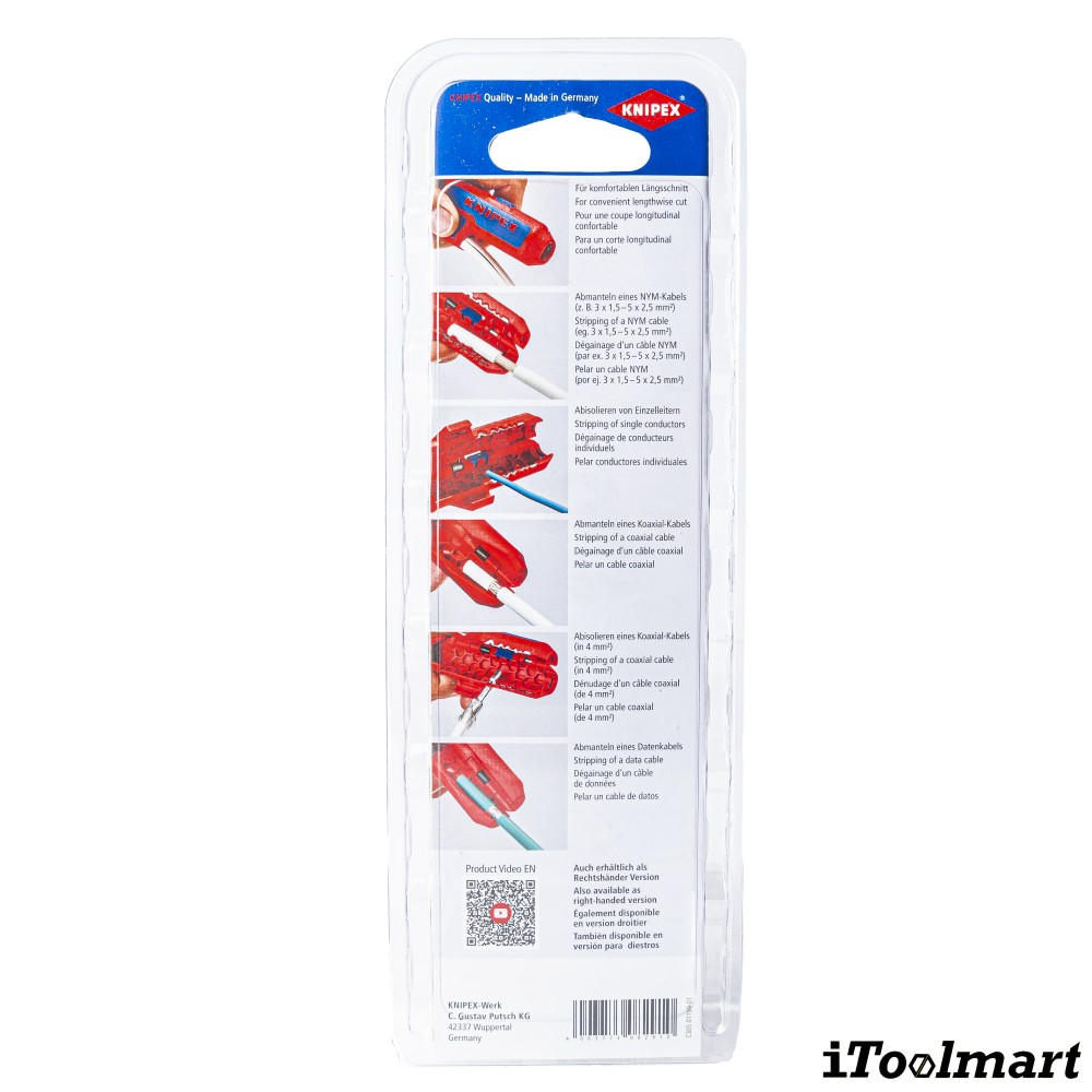 เครื่องปอกสายไฟ สายเคเบิล KNIPEX 16 95 02 SB ErgoStrip® สำหรับผู้ที่ถนัดมือซ้าย