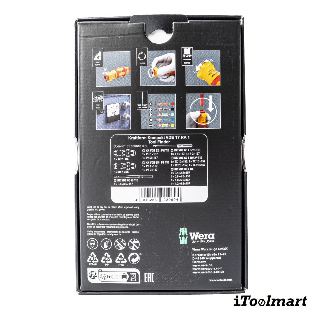 ชุดไขควง Wera Kraftform Kompakt VDE 17 RA 1  05006618001 ชุด 17 ชิ้น