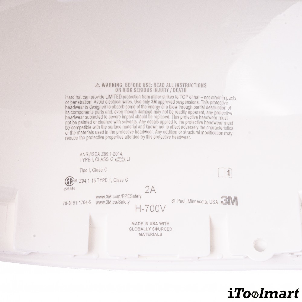 หมวกนิรภัย 3M™ H 701SFR UV แบบปรับหมุนระบายอากาศ  สีขาว  ไม่รวมสายรัดคาง  7100239982