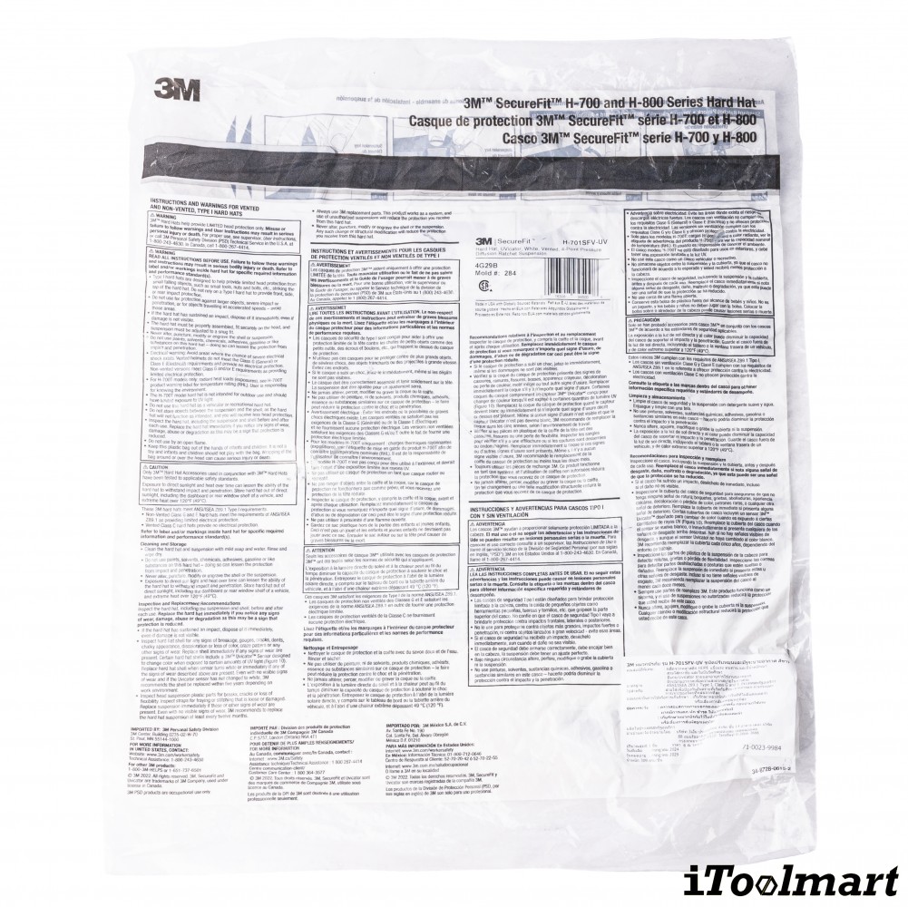 หมวกนิรภัย 3M™ H 701SFR UV แบบปรับหมุนระบายอากาศ  สีขาว  ไม่รวมสายรัดคาง  7100239982