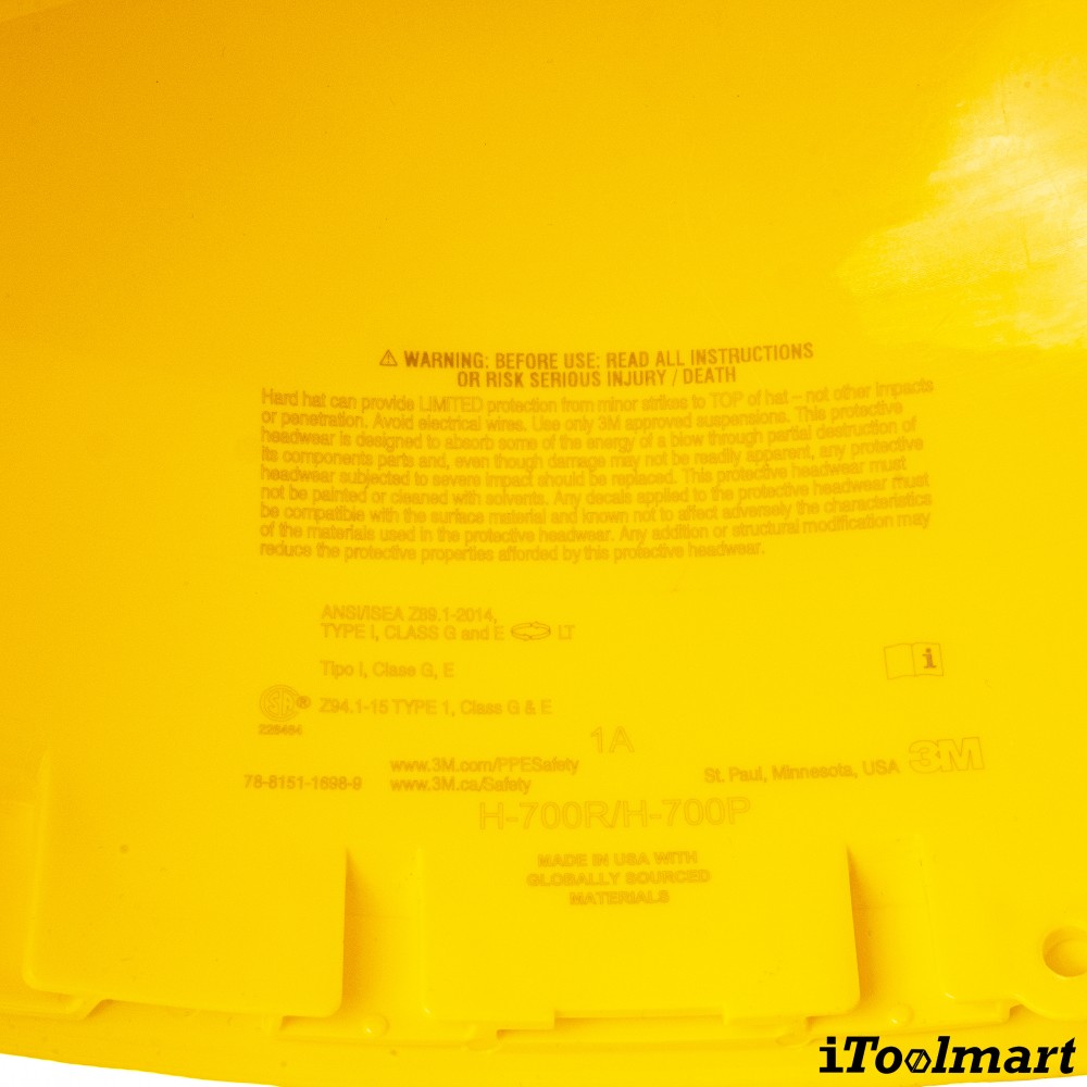 หมวกนิรภัย 3M รุ่น H 702SFR UV แบบปรับหมุน สีเหลือง