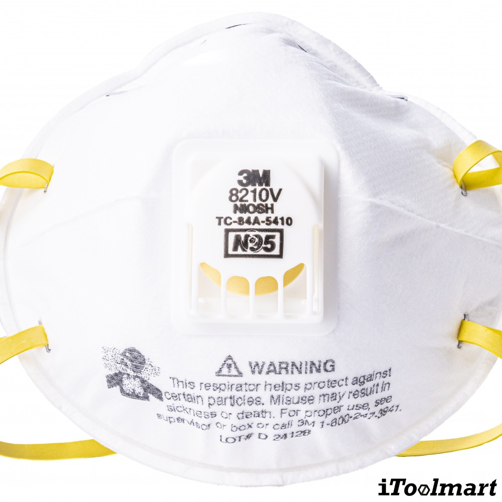 ผ้าปิดจมูก 3M 8210V หน้ากาก N95 มีวาล์ว หน้ากากกรองฝุ่น กล่องละ 10 ชิ้น