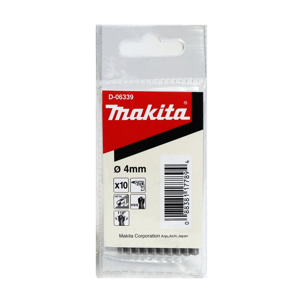 ดอกเจาะเหล็ก MAKITA D 06339 ขนาด 4 mm   10ดอก ชุด 