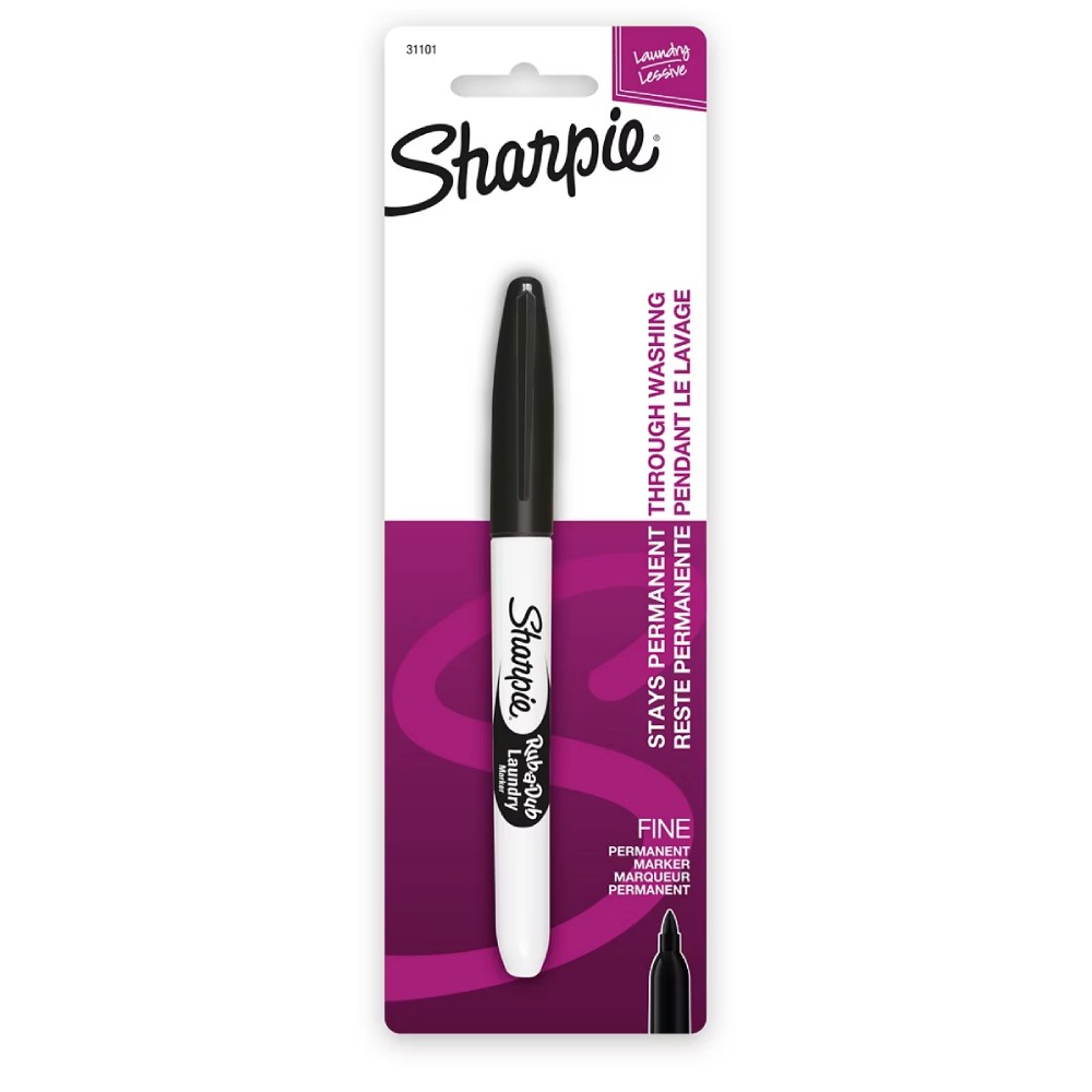 มาร์คเกอร์ Sharpie 31101PP Rub a Dub Fine Point 1.0 mm. สีดำ หมึกสำหรับเขียนผ้าโดยเฉพาะ