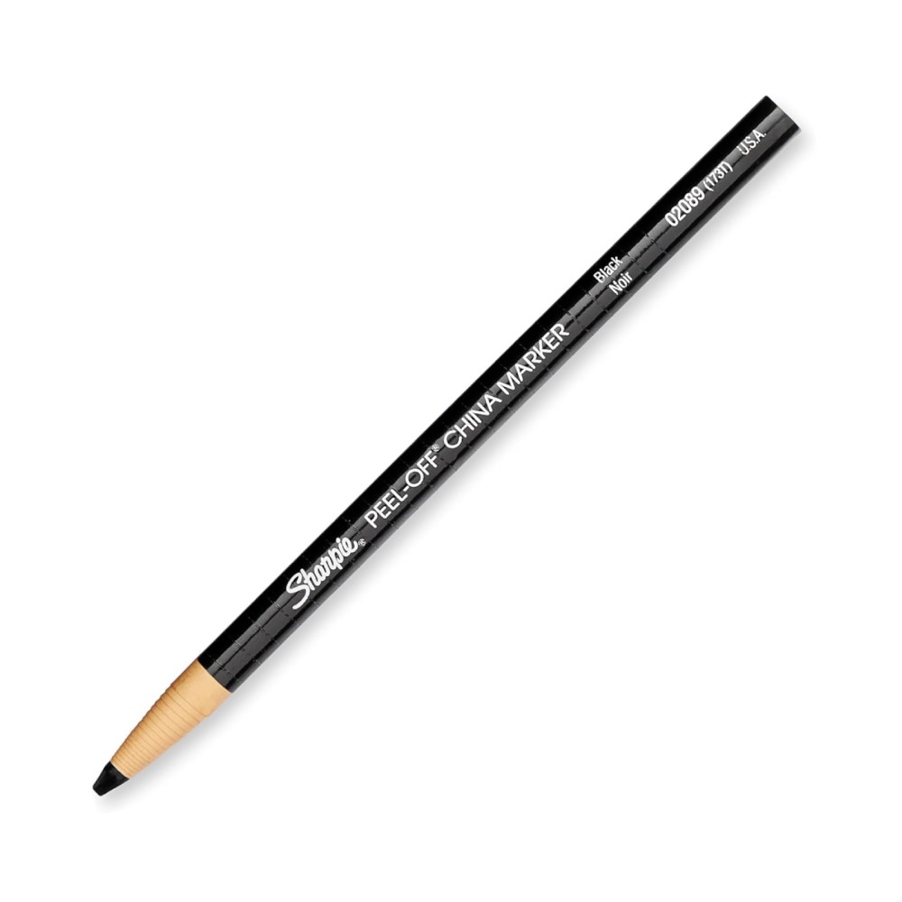 ดินสอมาร์คเกอร์ Sharpie S0305071 Pro Wax Pencil Peel-Off Wax Marks tip 2.0 mm. สีดำ on SKIN and Glass & Plastic